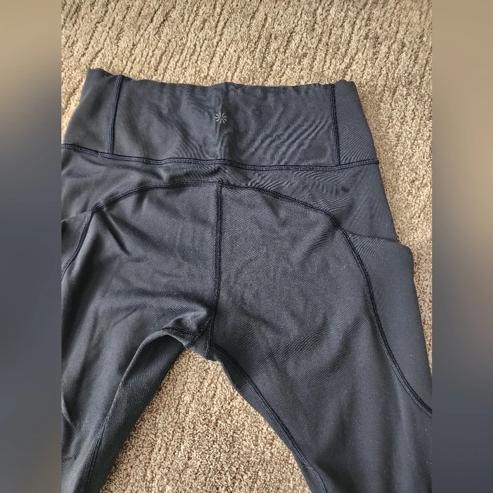Athleta All In Navy Tights Leggings Size Small With Stash Pockets - Picture 7 of 8